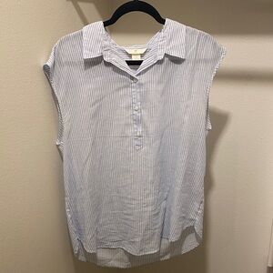 Striped Sleeveless Button-Up Blouse